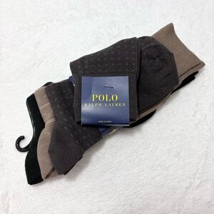 Polo Ralph Lauren 3 Pairs  Men's Dress Socks Brown and Black Antimicrobial